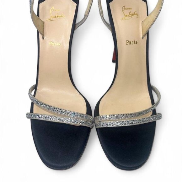 NEW CHRISTIAN LOUBOUTIN Anna Strass Black Crystal Embellished Sandals Si… - Picture 4 of 9